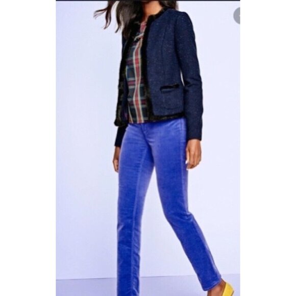 Talbots Womens Stewart Plaid Poplin Ruffle Top‎ Petite SP Holidays NWT $90 - Picture 3 of 10